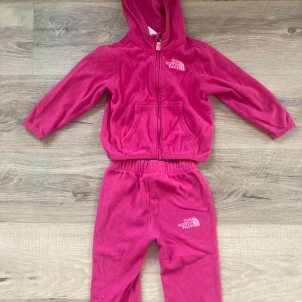 The North Face pink Fleece base layer 2 piece set